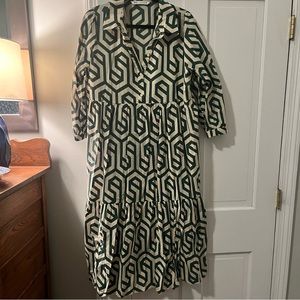 XXL Green GEOMETRIC PRINT DRESS